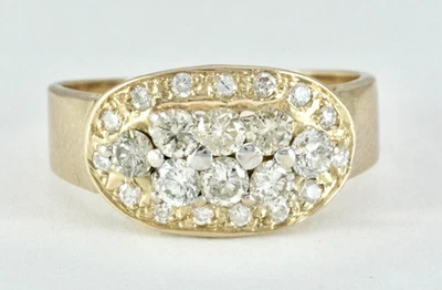 Lote de 10 anillos llamativos con racimo de diamantes de corte redondo de 0,79 quilates de oro amarillo de 14 k Foto 1 de 4