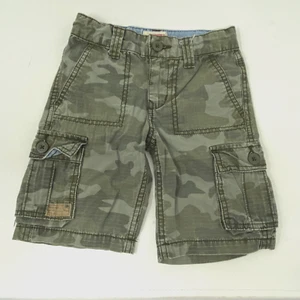 Levi's Boys Size 4 Cargo Shorts Faded Green Camouflage Worn Broken In Condition - Picture 1 of 5