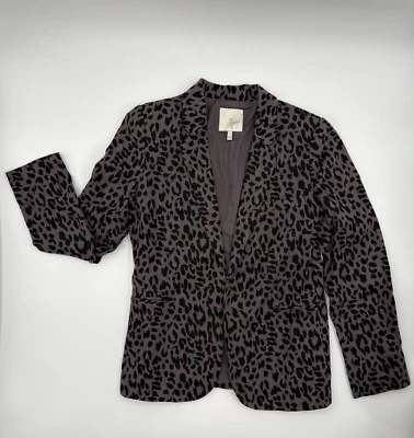 Joie Women's Mehira Linen Animal Leopard Print Blazer Jacket Gray Size 6 - Image 1 of 4