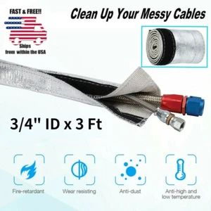 Metallic Heat Shield Sleeve Insulated Wire Hose Cover Wrap Loom Tube 3/4" 3 Ft - Picture 1 of 5