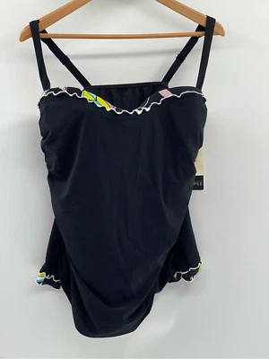 Profile Gottex Tankini Swim Top Women Plus Size 24 3XL Black Tummy Control New - Image 1 of 4