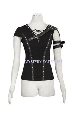 Nueva Blusa Camisa PUNK RAVE Rock Gótico Negra T-433 ¡TODO STOCK EN AUSTRALIA! Foto 1 de 2