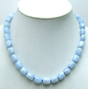 Genuine 10*12mm Freeform Natural Blue Aquamarine Necklace for Women 18" Chokers - Picture 1 of 9