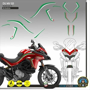 Grafiche adesivi compatibili moto DUCATI Multistrada V2 V2 S VERDE BIANCO ITALIA - Picture 1 of 1