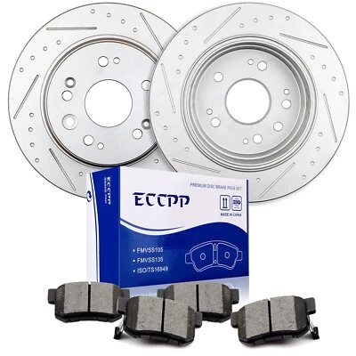 Rear Disc Brake Rotors + Brake Pads for 2002 2003 2004 Honda CR-V Brake Rotors Foto 1 de 4