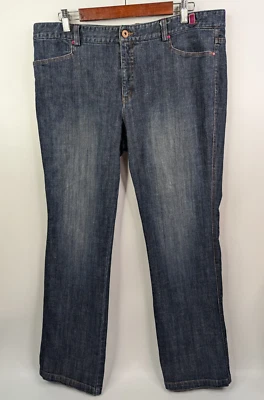 Jeans jeans azul Sigrid Olsen feminino tamanho 14 perna reta Innovator 07 - Imagem 1 de 4