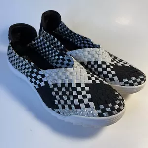 Bernie Mev Damen Rigged Fly schwarz weiß silber Slipper Schuhe Größe 40 US 9 - Bild 1 von 17