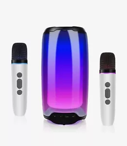 Bluetooth Lautsprecher, tragbare Karaoke Maschine mit 2 kabellosen Mikrofonen - Bild 1 von 8