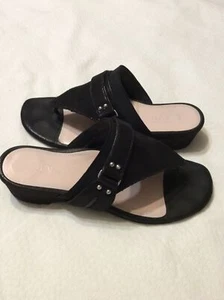TARYN ROSE KARNA Black Thong Wedge Heel Sandals - Size 7.5M - Picture 1 of 10