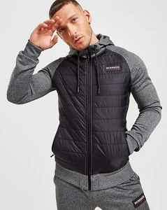 McKenzie Herren Hybrid Hoodie Kapuzenpullover mit durchgehendem Reißverschluss schmale Passform - schwarz/grau - Größen XS oder S - Bild 1 von 3
