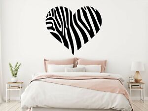Zebra Heart Love Wall Art Stickers Bedroom Home Decor Decals Living Room DIY