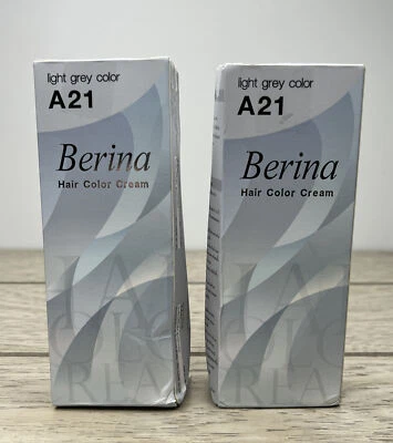 Berina A21 Light Grey Silver Permanent Hair Dye Color Cream Lot of 2 Damage Box - Image 1 of 2