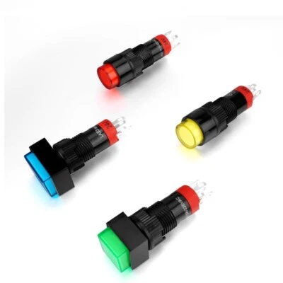 10mm SPDT LED Illuminated ON/OFF Rectangle Plastic Push Button Switch (LAS3J-11Z - Image 1 of 4