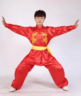 Seda Artes Marciales Kung Fu Uniforme Tai Chi Traje Wushu Ropa Dragón Bordado Foto 1 de 4