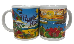 Puerto Rico Colorful Souvenir 3.75 Inch 12 Fl Oz Coffee Tea Mug Cup Lot Of 2 - Picture 1 of 11
