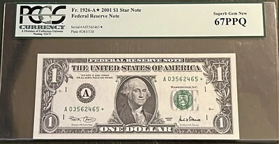 2001 $1  Boston Star Note FRN  Scattered Ladder 03562465 PCGS 67 PPQ Suberb Gem - Image 1 of 2