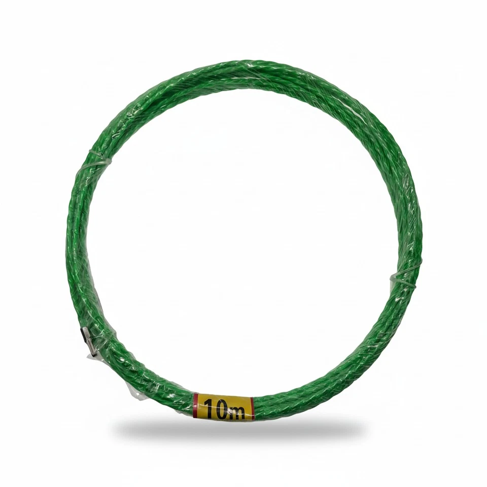 AFELD ELEKTRO Kabeleinziehhilfe 10 Meter, 4mm Dicke, Farbe Grün, Polyester