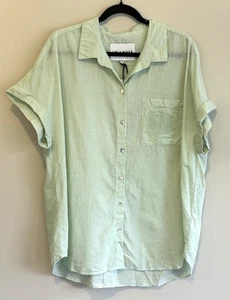 Lola River Jeremy Green Fig Damen Bluse Gr. XL Kurzarm 100% Baumwolle Neu mit Etikett - Bild 1 von 7