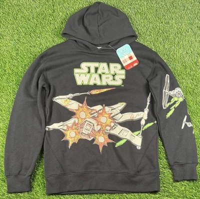 NWT Disney 100 x Star Wars Youth XL Hoodie Black X-Wing Vs Tie Fighter - Image 1 of 4