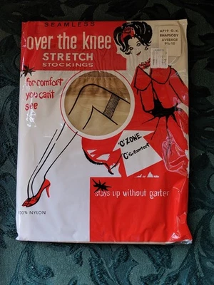 Medias vintage hasta el muslo sobre la rodilla selladas 1pr sin costuras 9,5-10 medias de nylon #H Foto 1 de 4