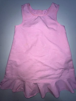Faded Glory Dress Girls 4T Pink Sleeveless Embroidered Floral Design Back Button - Image 1 of 4