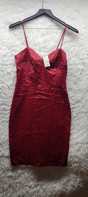 NEW Charlotte Russe Bodycon Strappy Mini Burgundy Red Dress Size Large - Image 1 of 4
