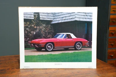 Corvette 1965 sala de exposición póster concesionario promoción coche foto vintage convertible rojo Foto 1 de 4