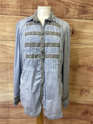 Camisa Elisa Cavaletti Hecha en Italia Diseñador Cambray Abotonada Talla XL/UK 16 Foto 1 de 4
