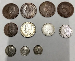 Vintage Australian Coins 1942 To 1944 Six Pence,3 Pence,Shilling,Florin,see Desc - Picture 1 of 11