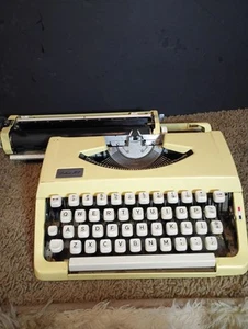 Vintage Kmart Portable Deluxe 100 Yellow Typewriter No Case 1977 As Is - Picture 1 of 8