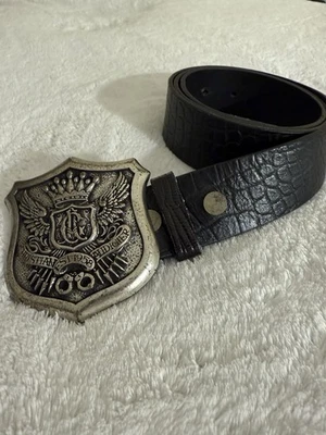 CHRISTIAN AUDIGIER | Cinturón de cuero negro con hebilla OS Foto 1 de 4