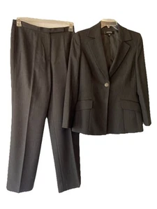 KASPER Mujer 2 Piezas Gris Poliéster Forrado Un Botón Pantalón Traje Talla 10 Pantalones 31” Largo - Imagen 1 de 12