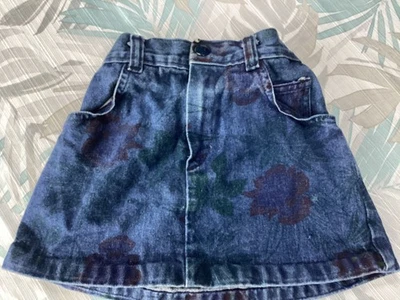OshKosh Vintage Blue Denim Floral Print Skirt Size 4 - Image 1 of 4