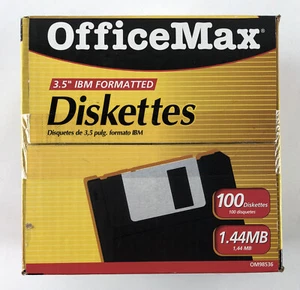 OfficeMax 3.5" IBM Formatted Diskettes - 100 Count - 1.44MB - SEALED - Picture 1 of 4