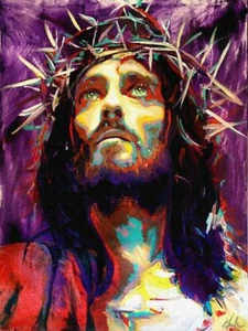 Jesus mit Dornenkrone Hochglanz Farbdruck 8 x 10" fertig gerahmt - Bild 1 von 2