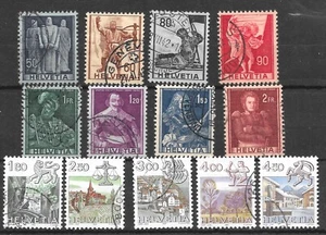 SWITZERLAND GOOD/FINE USED. CARD OF 2 PART SETS,SG405-13(1941) SG1040-45(1982) - Picture 1 of 2