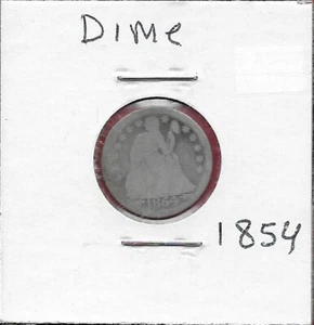 USA SITZENDER LIBERTY DIME 1854 SITZENDE FREIHEIT SCHAUT RECHTS ÜBER IHRE SCHULTER, weiß - Bild 1 von 2