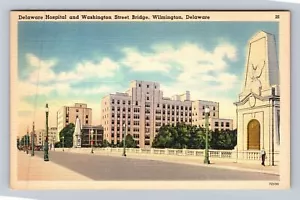 Wilmington DE-Delaware, Delaware Krankenhaus, Brücke Vintage Souvenir Postkarte - Bild 1 von 2