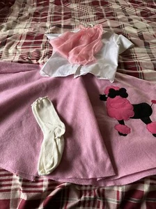 Girl’s French Toast Poodle Skirt, White Shirt, Pink Scarf Size 7 - Picture 1 of 8