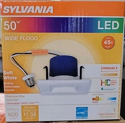 Sylvania 74925 4” LED Retrofit Kits: 2pack Dimmable, Recessed, Square Downlights - Image 1 of 3