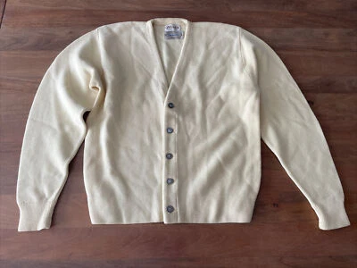 VINTAGE Minks Suburban 1960s Yellow Fisherman Knit Cardigan Australian Wool Sz M - Image 1 of 4