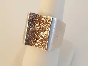 Sterling Silber Brutalist Ring schwer klobig Herren Gr. 8,75 gepunzt - Bild 1 von 11