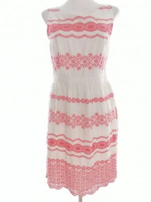 Fat face  T. 10 (38) Blanco Midi Vestido tipo funda Algodón 100% Sin mangas Bord - Imagen 1 de 4