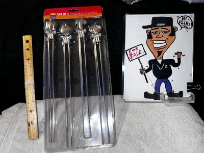 COASTAL CHOICE Set of 4 Vegetable BBQ Kabob Grill SKEWERS Stainless Steel  NEW🐄 - Image 1 of 3