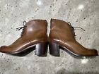 Frye Kendall Chukka Cognac Brown Genuine Leather Short Lace Up Ankle Boot 347540
