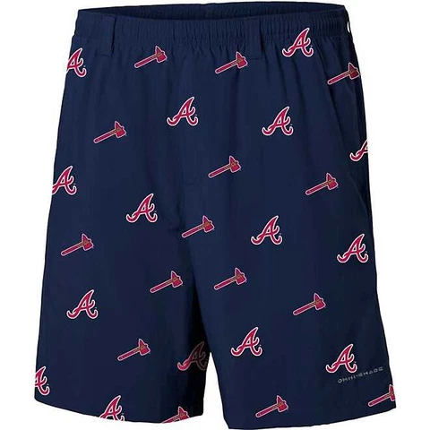 Columbia Sportswear PFG Men's Atlanta Braves MLB Backcast Shorts 8in Small Navy Cover