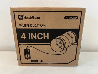 Hon&Guan 4" Inline Duct Fan High Efficiency Flow Ventilation System HI-100SD - Image 1 of 4