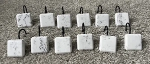 Shower Curtain Hooks White Marble Style Squares - 12 Count - Picture 1 of 3