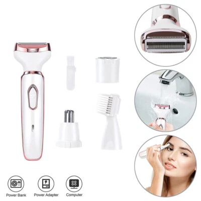 Cordless 4 in 1 Electric Lady Shaver Rechargeable Painless Razor Bikini Trimmer