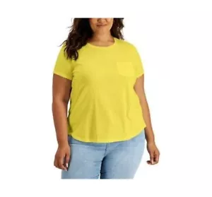 T-shirt Style & Co taglie forti in cotone con tasca, Sunray, 1X - Foto 1 di 7